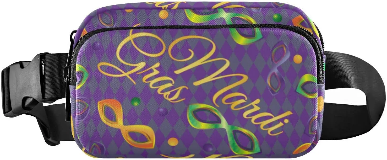 Mardi Gras Fanny Pack for Women Men Crossbody Belt Bag Fashion Waist Packs Purse with Adjustable Strap Travel Chest Bag for Shopping Traveling