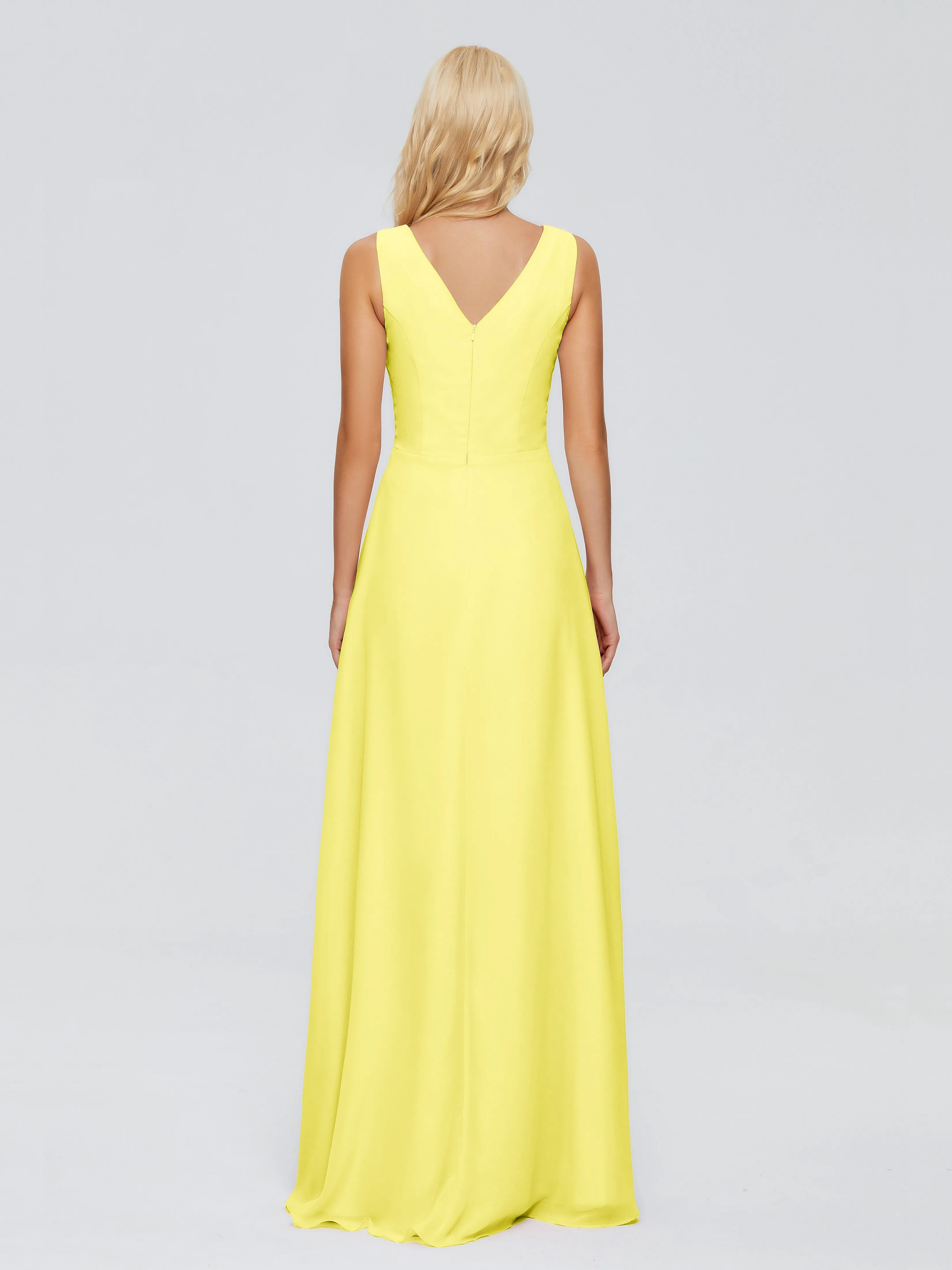Maria Modern Sheath V Neck Chiffon Bridesmaid Dresses