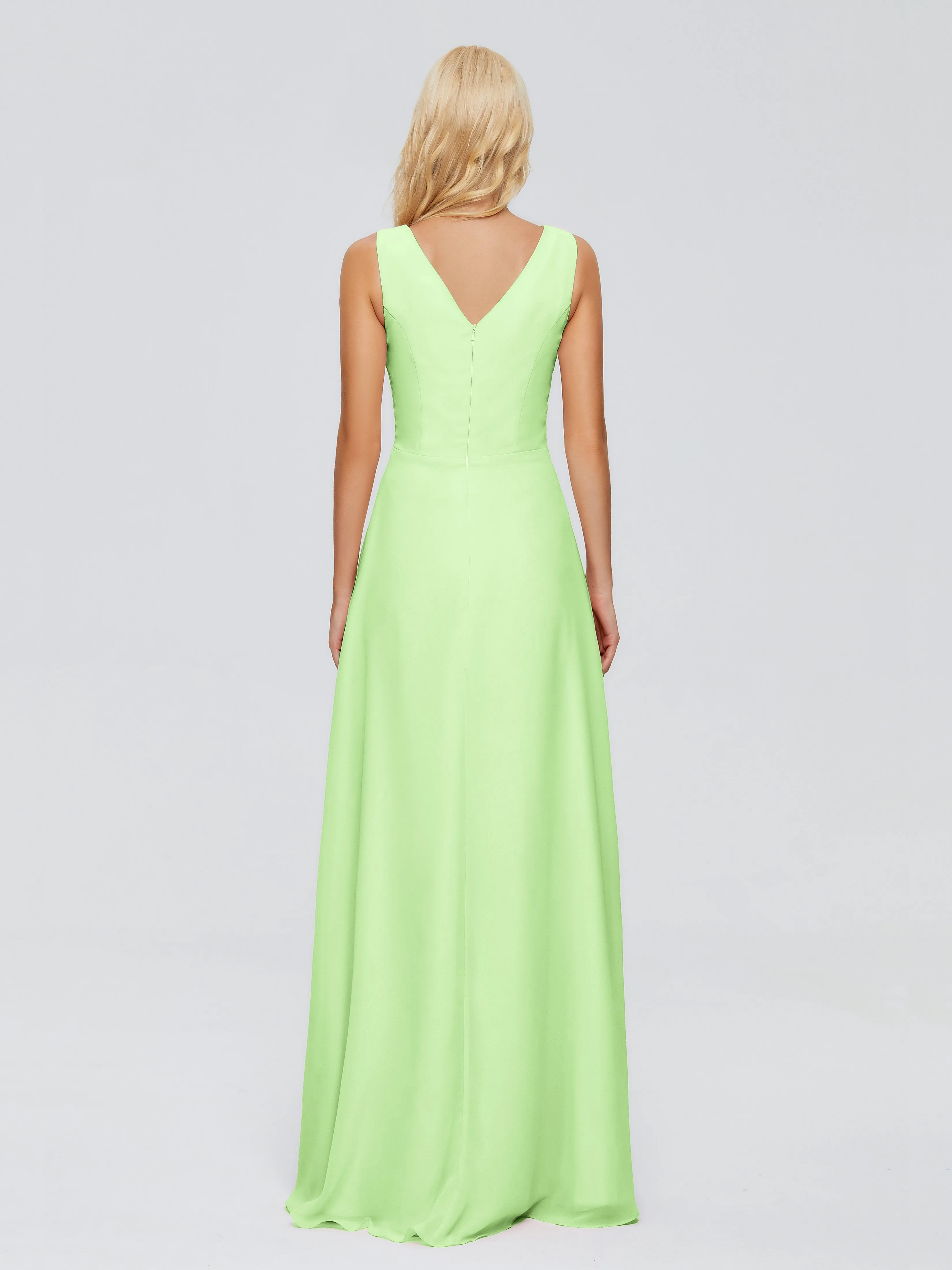 Maria Modern Sheath V Neck Chiffon Bridesmaid Dresses
