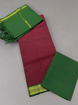 Maroon Green Mangalagiri Cotton Dress Material *