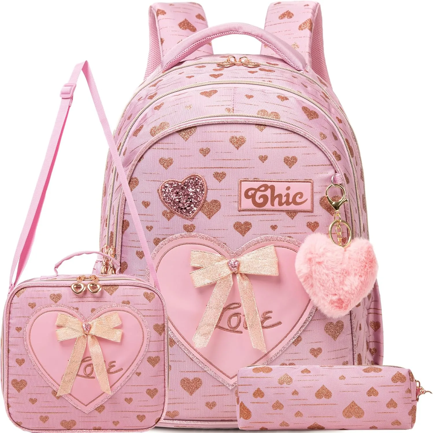 Meetbelify Kids Backpacks for Girls Backpacks for School Kids Canvas Travel Laptop Backpack with Lunch Box for Elementary Students Girls Back to School Bookbag Ages 8-10