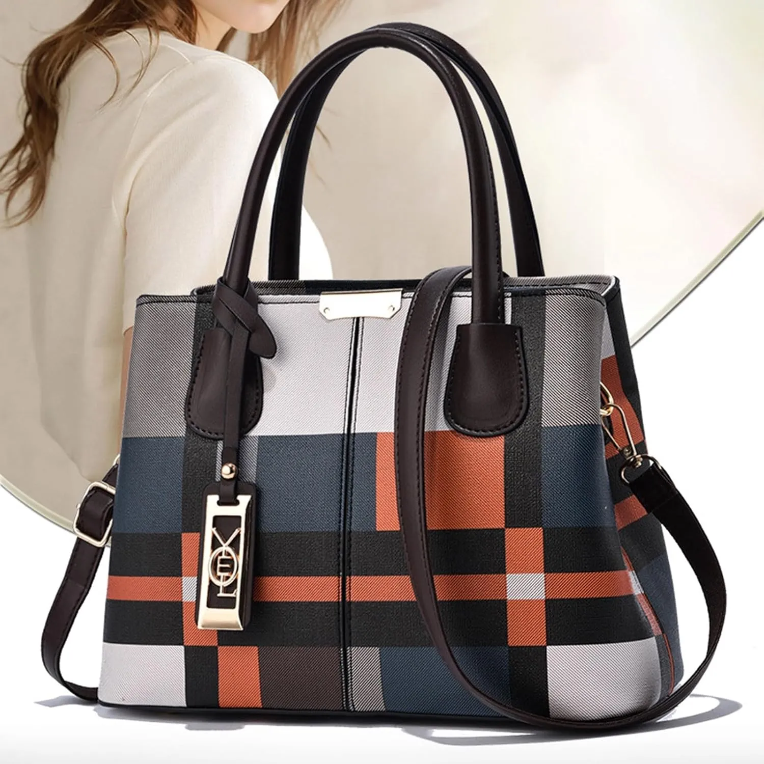 Messenger Tote Bag for Women Shoulder Hobo Bags Top Handle Satchel Purses Purse and Wallet Set for Women(Black)