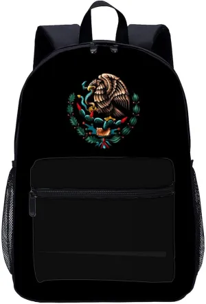 Mexico Mexican Flag 17 Inch Print Backpack College Travel Laptop Backpack Casual Daypack