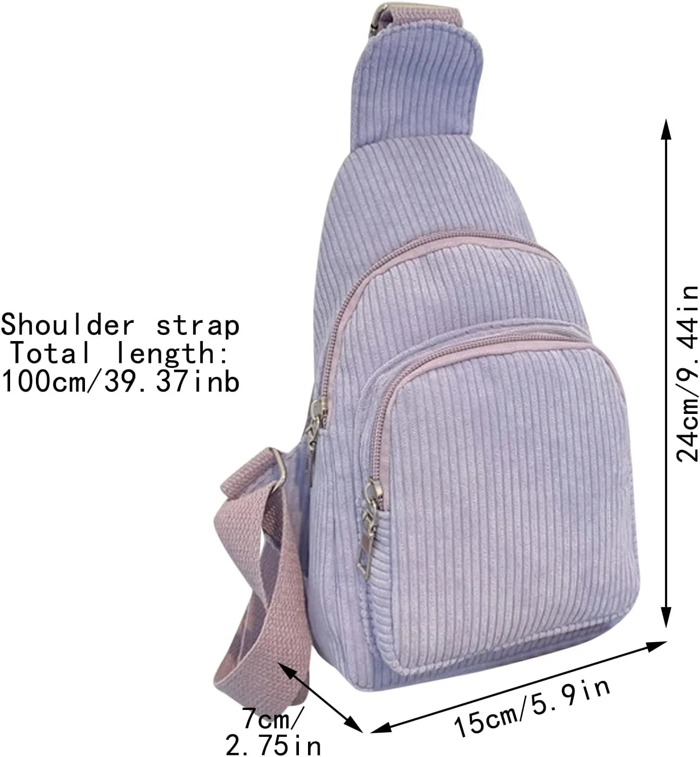 Mini Corduroy Sling Bags Women Shoulder Bag Chest Bags Purse Bag Package Nylon Shoulder Bag Shoulder (Purple, One Size)