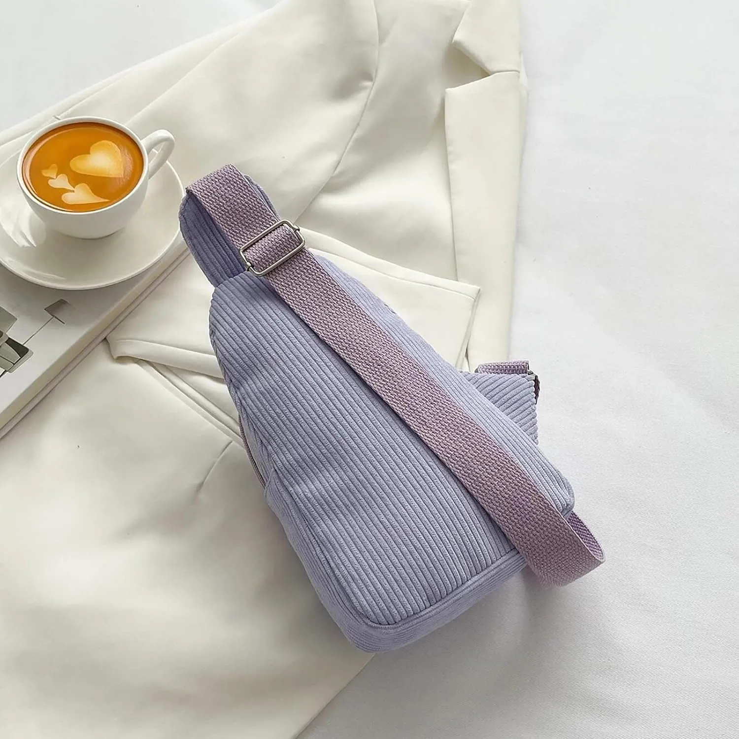 Mini Corduroy Sling Bags Women Shoulder Bag Chest Bags Purse Bag Package Nylon Shoulder Bag Shoulder (Purple, One Size)