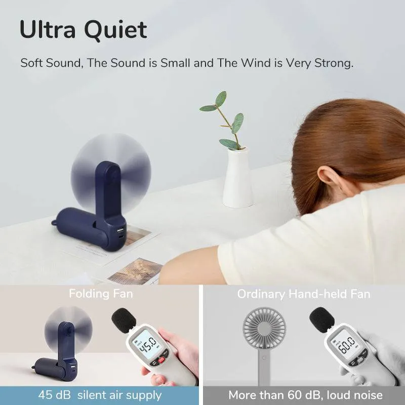 Mini Fan Portable Handheld Electric Fan Rechargeable Quiet Pocket Cooling Hand ventilador with Light Office Outdoor
