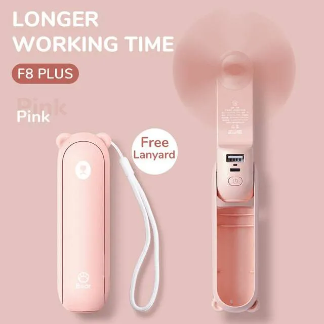 Mini Fan Portable Handheld Electric Fan Rechargeable Quiet Pocket Cooling Hand ventilador with Light Office Outdoor