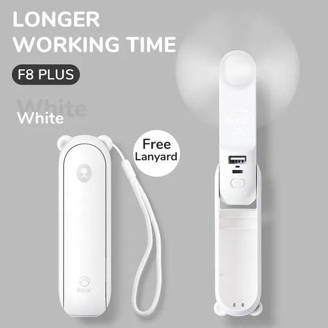 Mini Fan Portable Handheld Electric Fan Rechargeable Quiet Pocket Cooling Hand ventilador with Light Office Outdoor