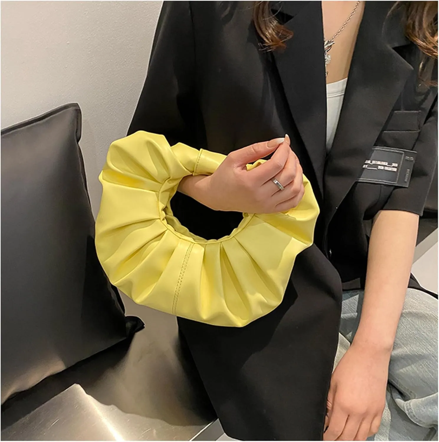 mini purses for women shoulder bag Ruched PU Leather Hobo Handbag knot bag Shoulder Bag