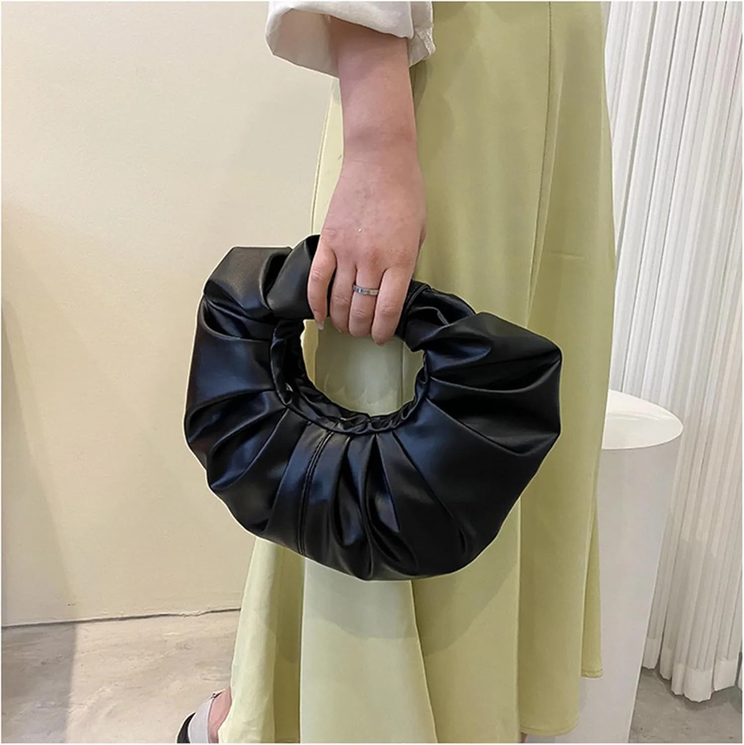 mini purses for women shoulder bag Ruched PU Leather Hobo Handbag knot bag Shoulder Bag