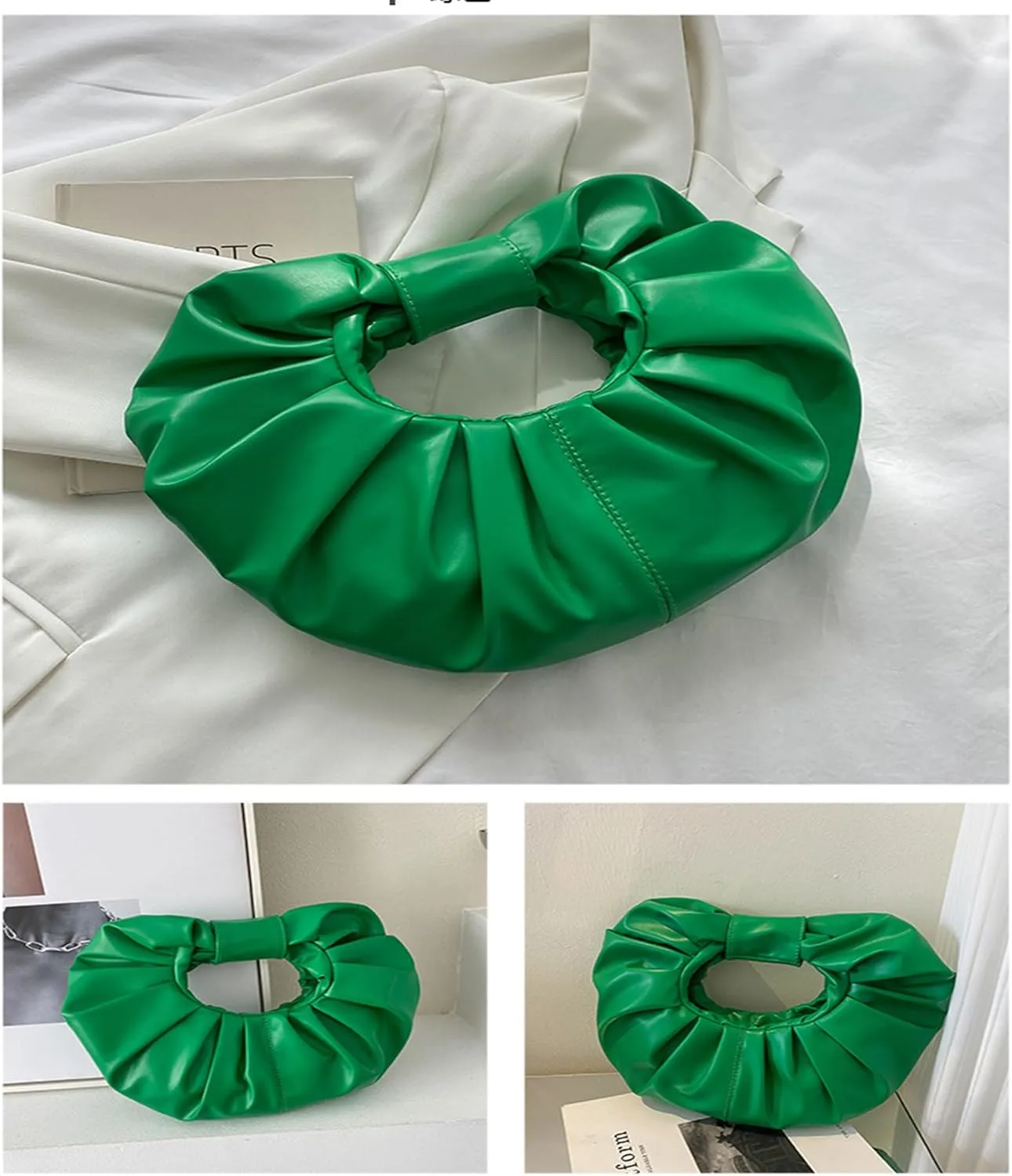 mini purses for women shoulder bag Ruched PU Leather Hobo Handbag knot bag Shoulder Bag