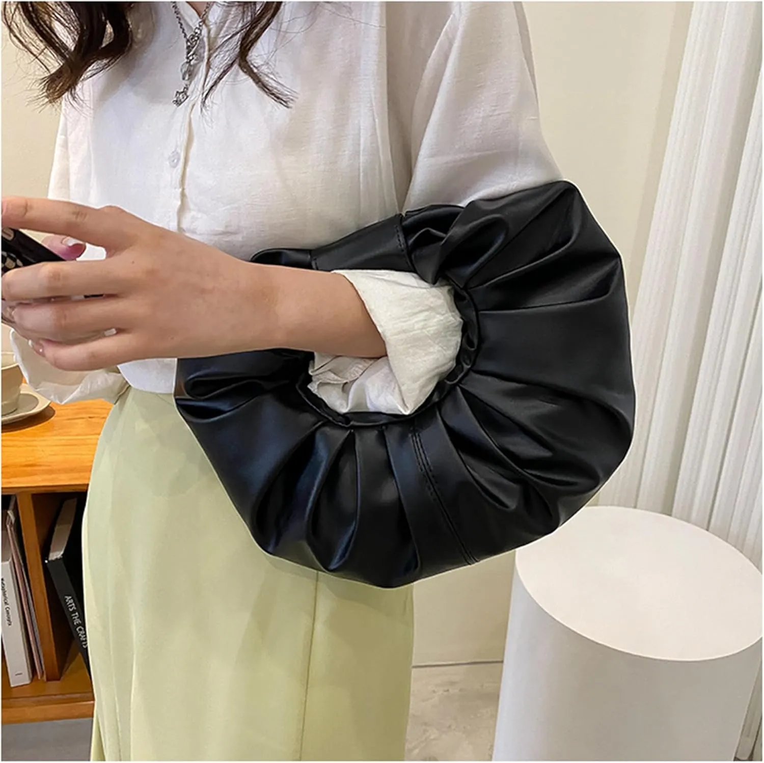 mini purses for women shoulder bag Ruched PU Leather Hobo Handbag knot bag Shoulder Bag