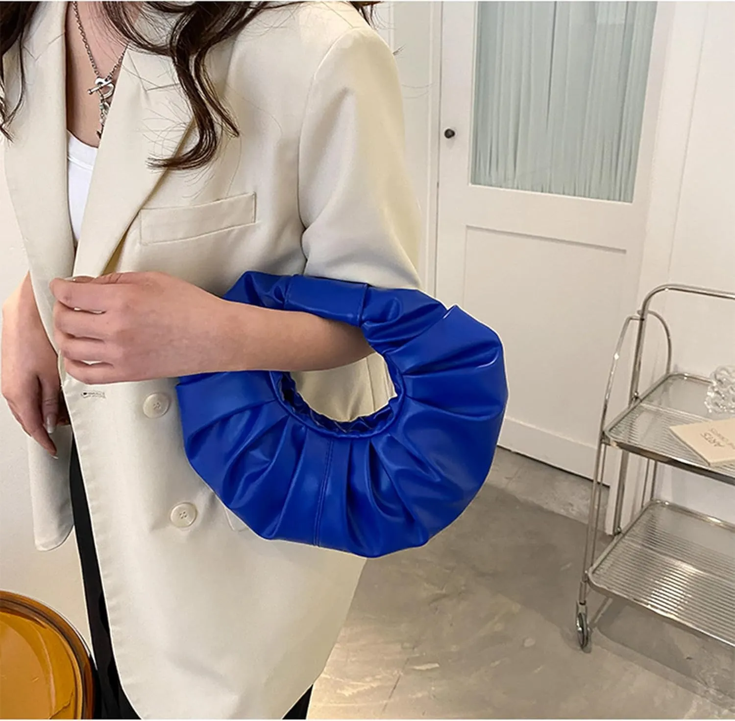 mini purses for women shoulder bag Ruched PU Leather Hobo Handbag knot bag Shoulder Bag