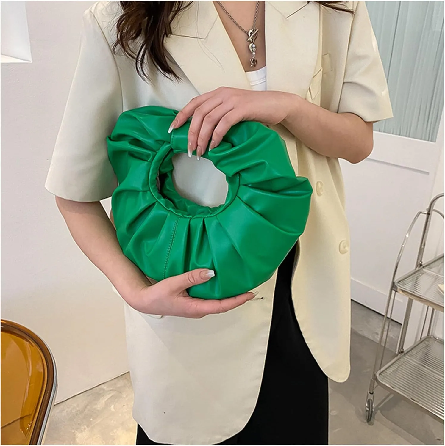mini purses for women shoulder bag Ruched PU Leather Hobo Handbag knot bag Shoulder Bag
