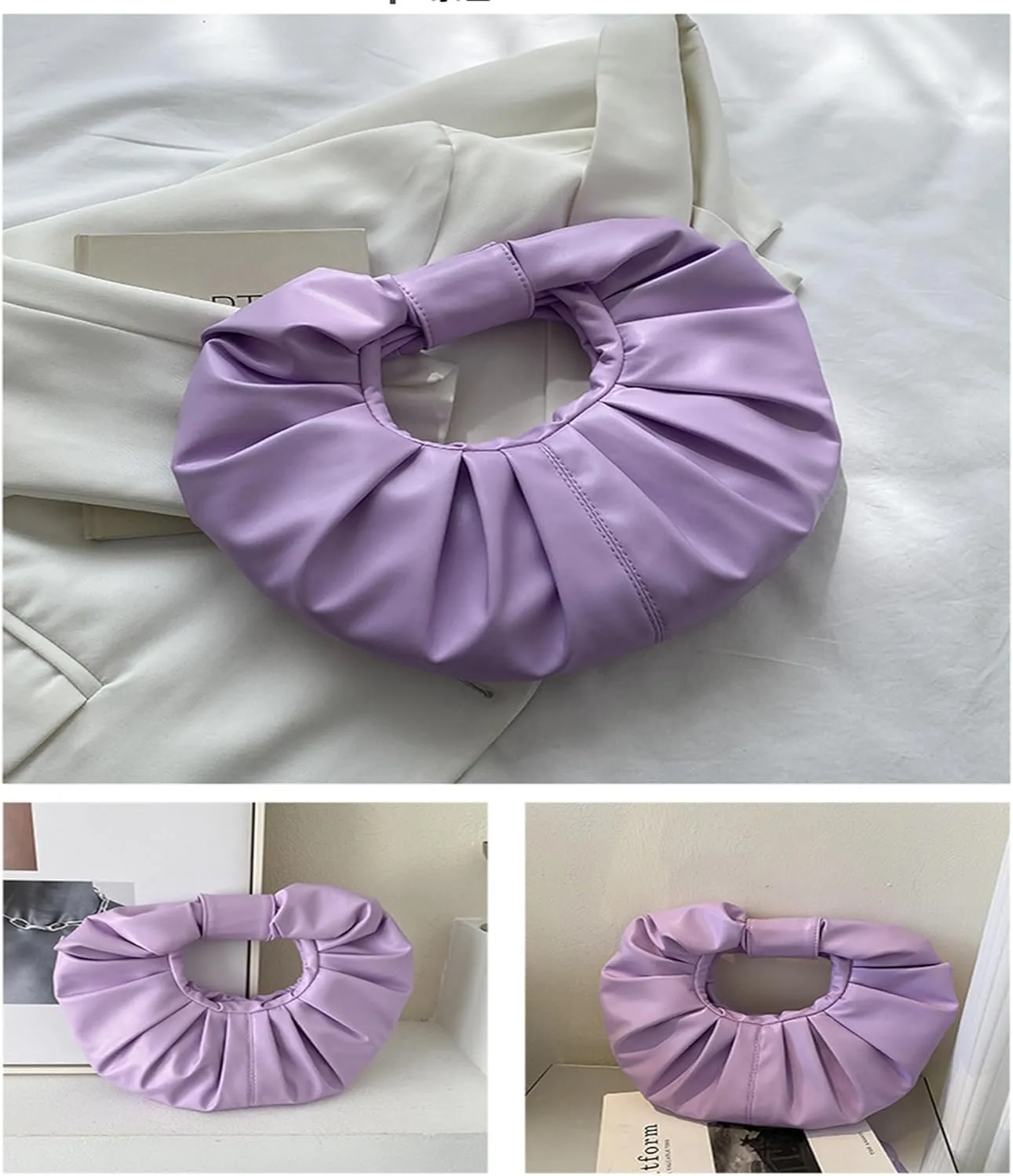 mini purses for women shoulder bag Ruched PU Leather Hobo Handbag knot bag Shoulder Bag