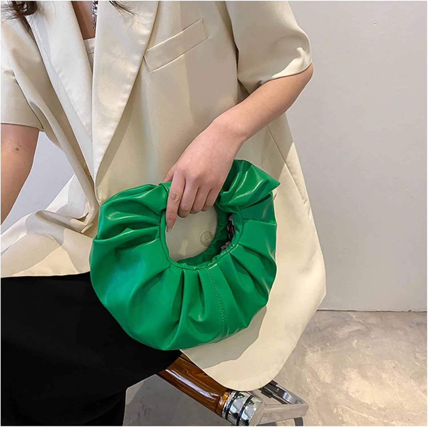 mini purses for women shoulder bag Ruched PU Leather Hobo Handbag knot bag Shoulder Bag
