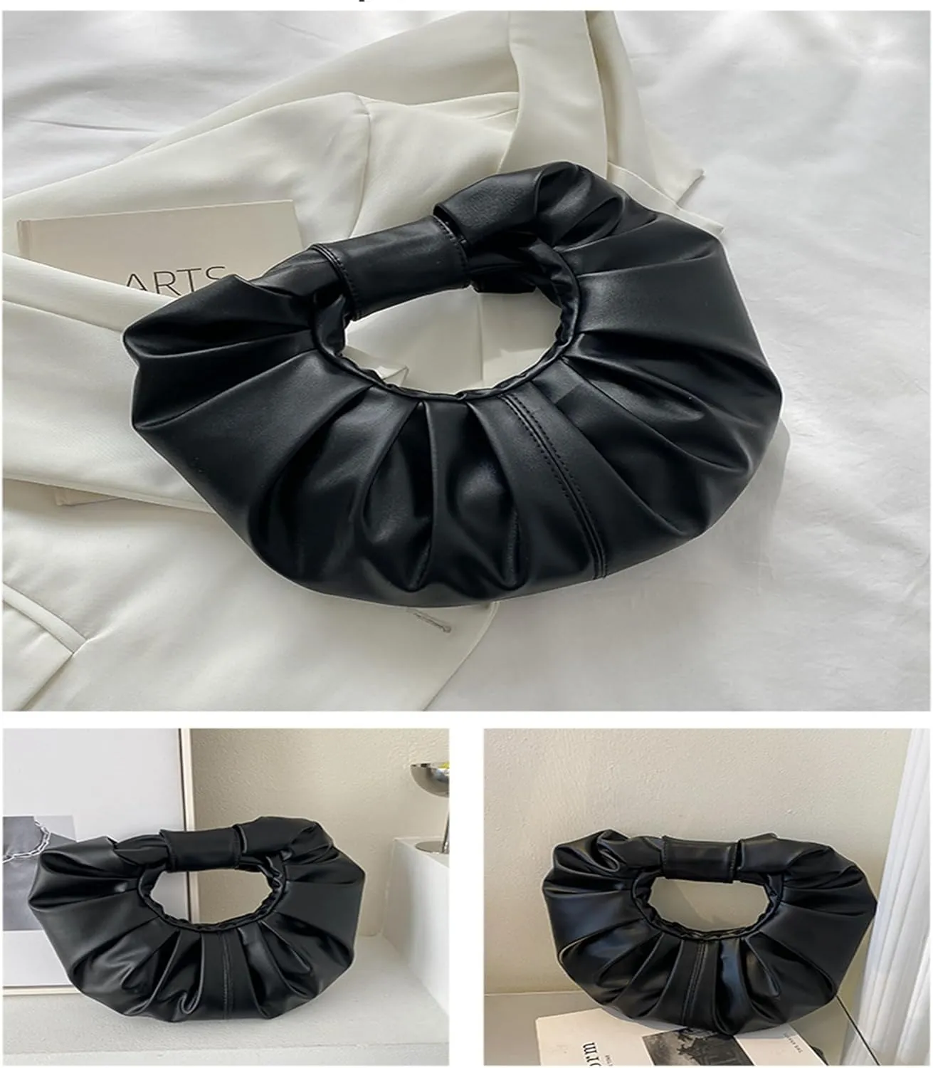 mini purses for women shoulder bag Ruched PU Leather Hobo Handbag knot bag Shoulder Bag