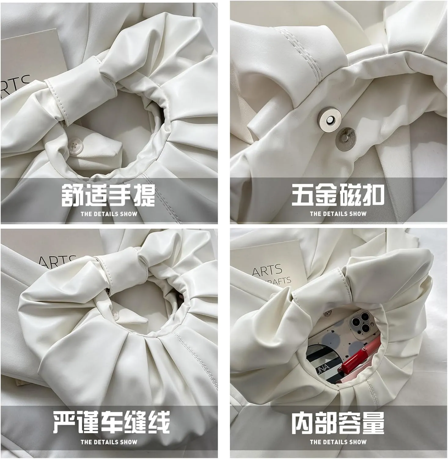 mini purses for women shoulder bag Ruched PU Leather Hobo Handbag knot bag Shoulder Bag