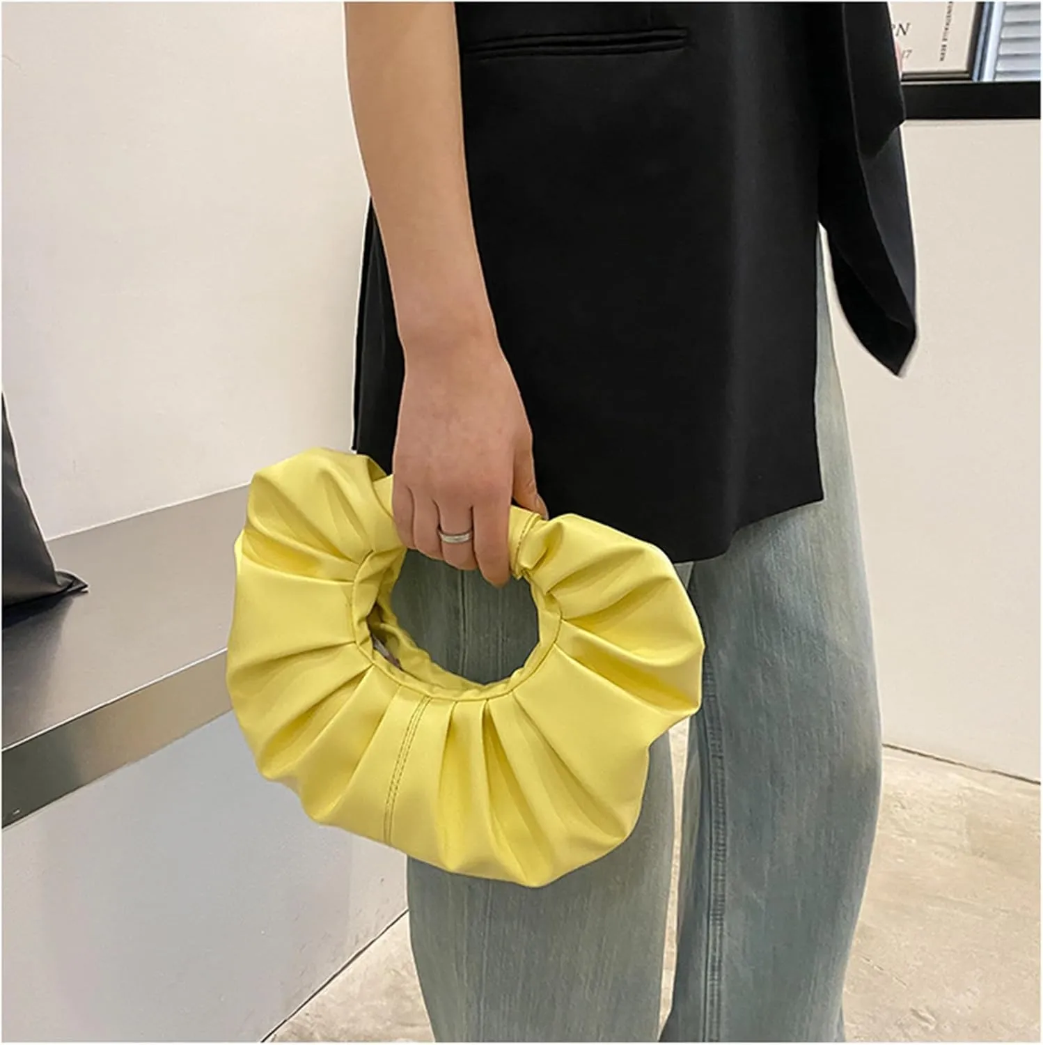 mini purses for women shoulder bag Ruched PU Leather Hobo Handbag knot bag Shoulder Bag