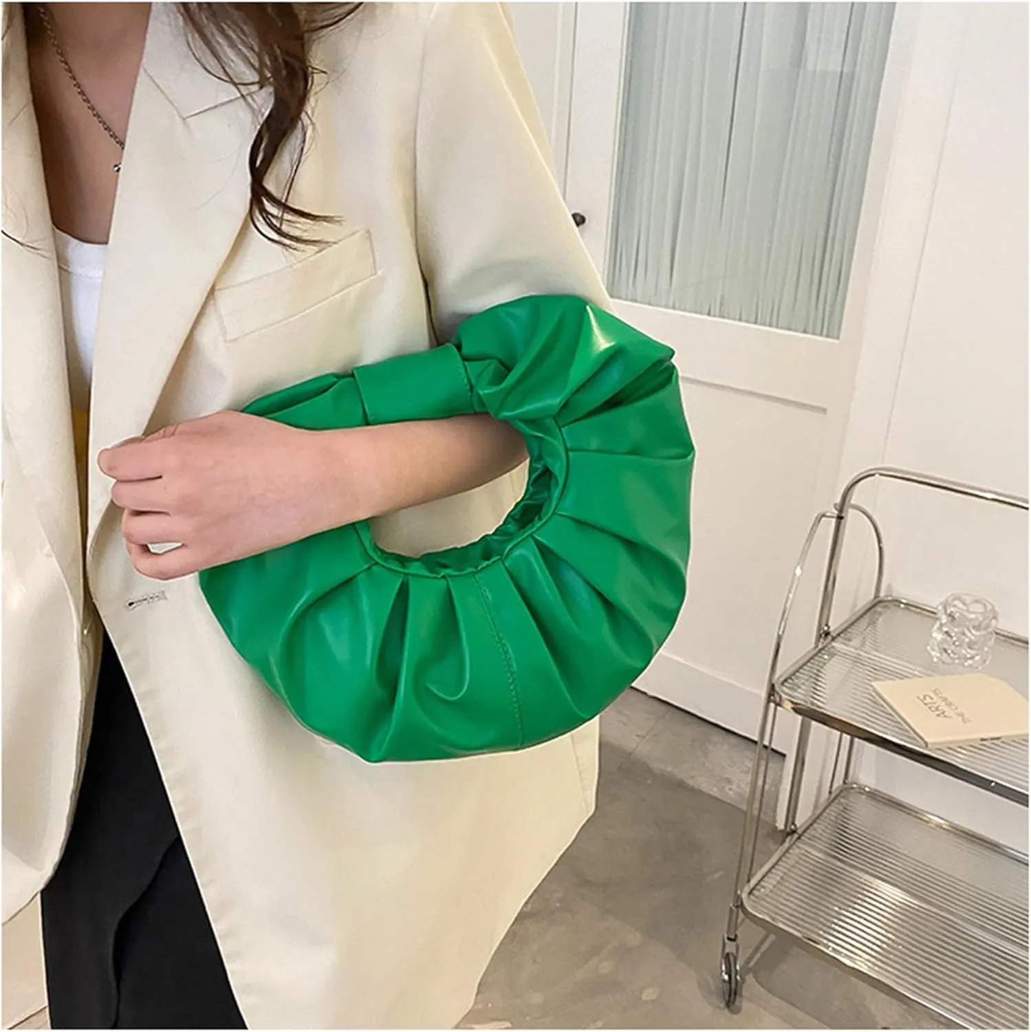 mini purses for women shoulder bag Ruched PU Leather Hobo Handbag knot bag Shoulder Bag