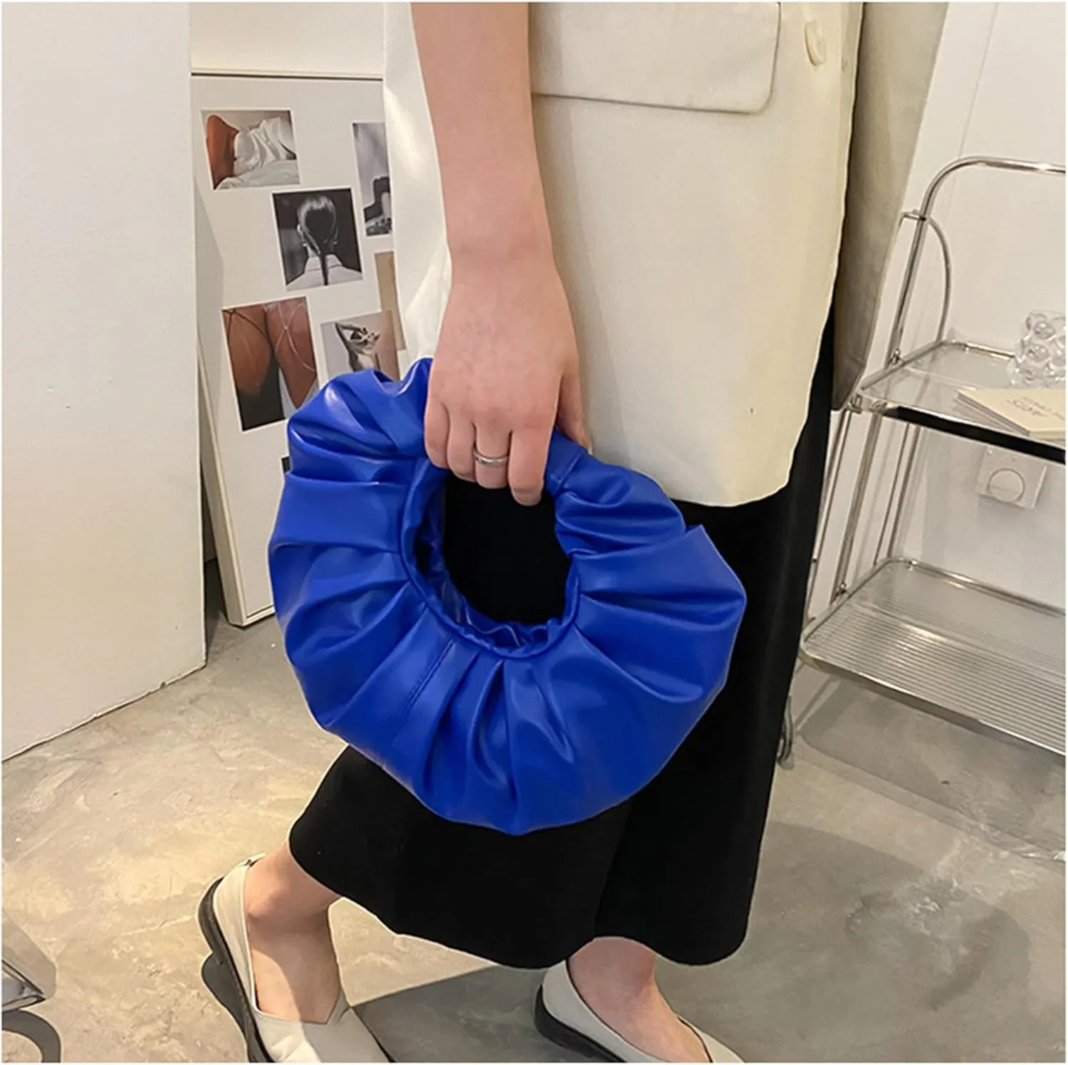mini purses for women shoulder bag Ruched PU Leather Hobo Handbag knot bag Shoulder Bag
