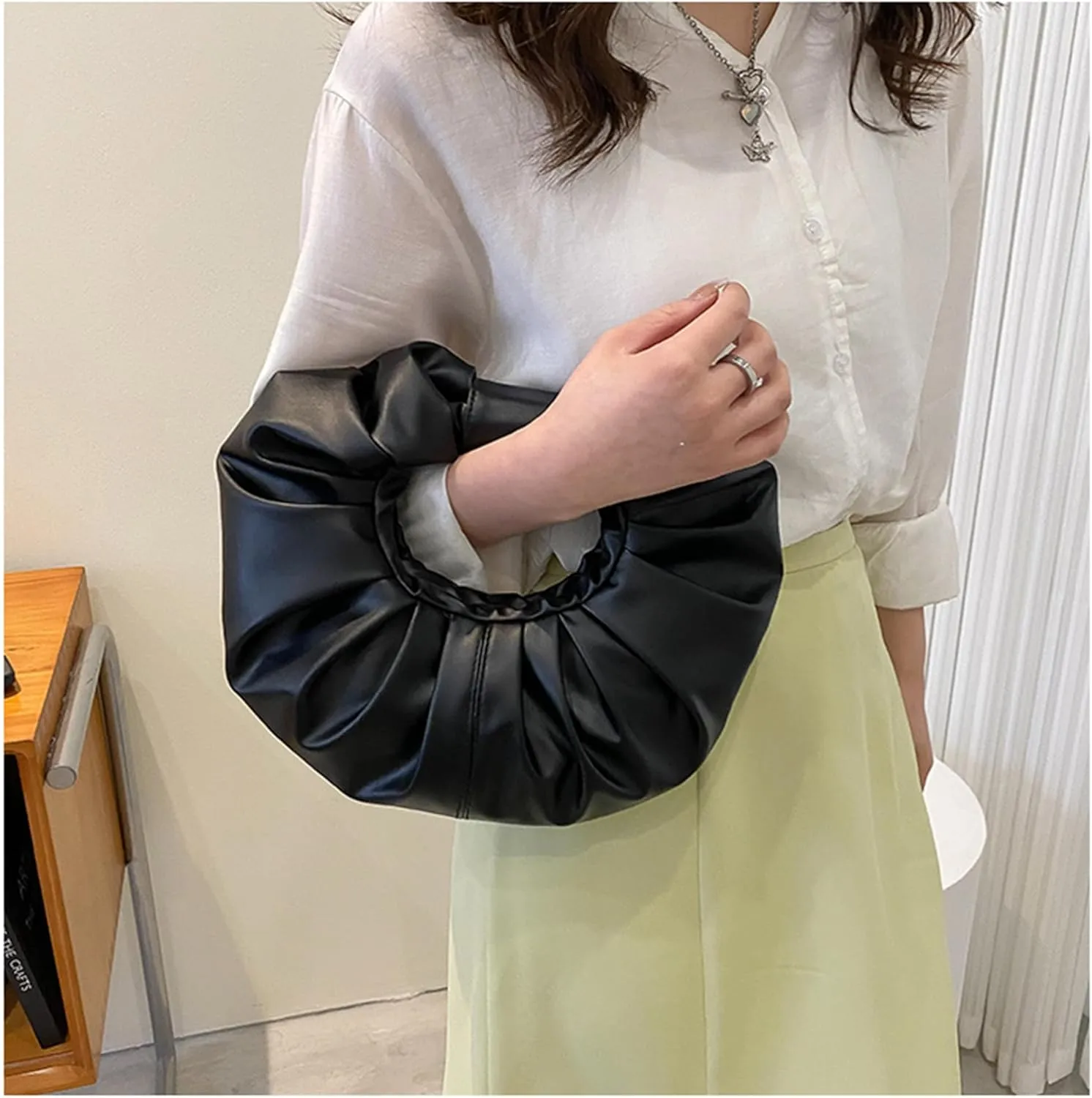 mini purses for women shoulder bag Ruched PU Leather Hobo Handbag knot bag Shoulder Bag