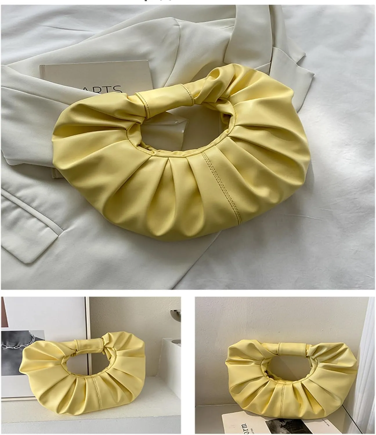 mini purses for women shoulder bag Ruched PU Leather Hobo Handbag knot bag Shoulder Bag