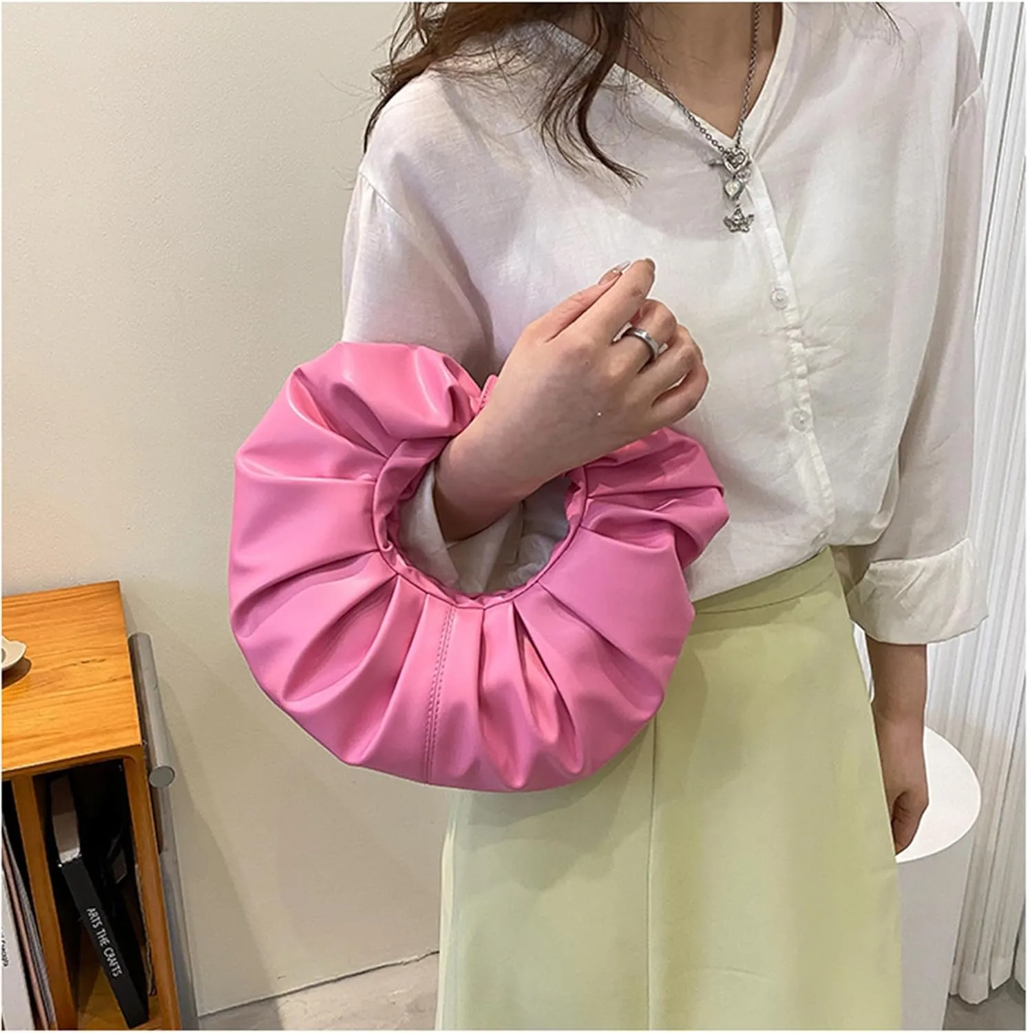 mini purses for women shoulder bag Ruched PU Leather Hobo Handbag knot bag Shoulder Bag