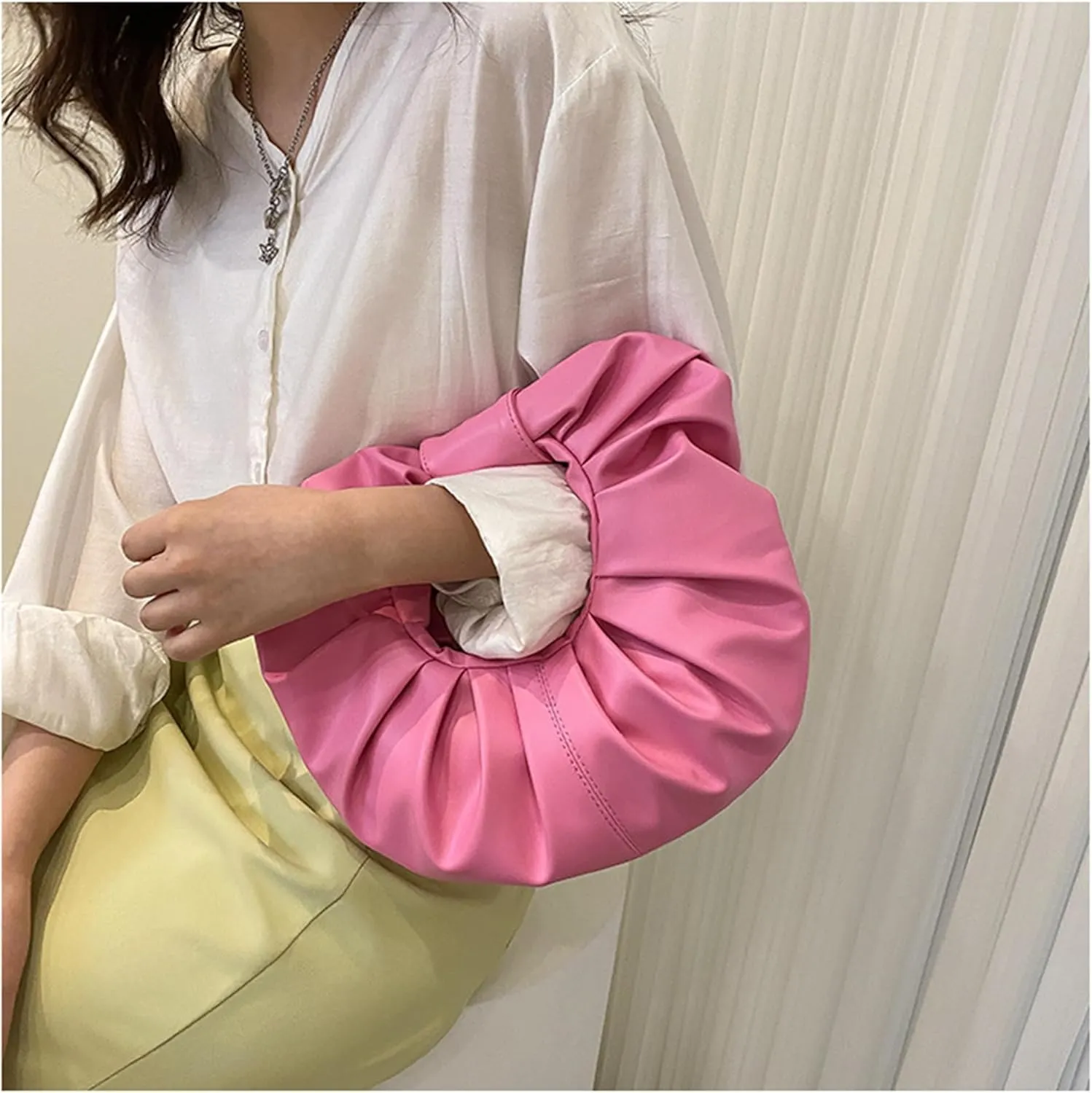 mini purses for women shoulder bag Ruched PU Leather Hobo Handbag knot bag Shoulder Bag