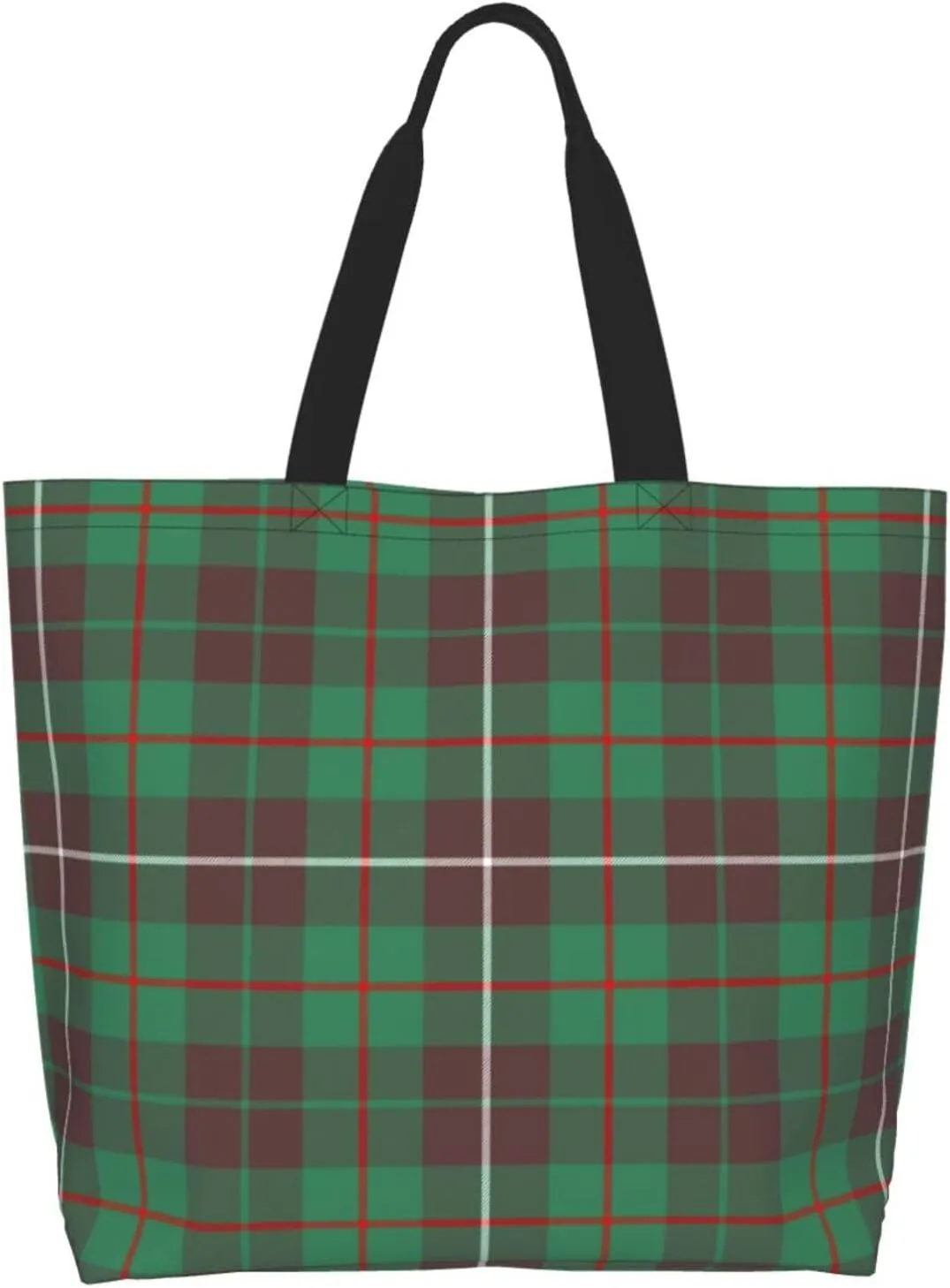 Modern Tartan Tote Bag For Women Weekender Travel Bag Reusable Grocery Bags Large Totes Handbags