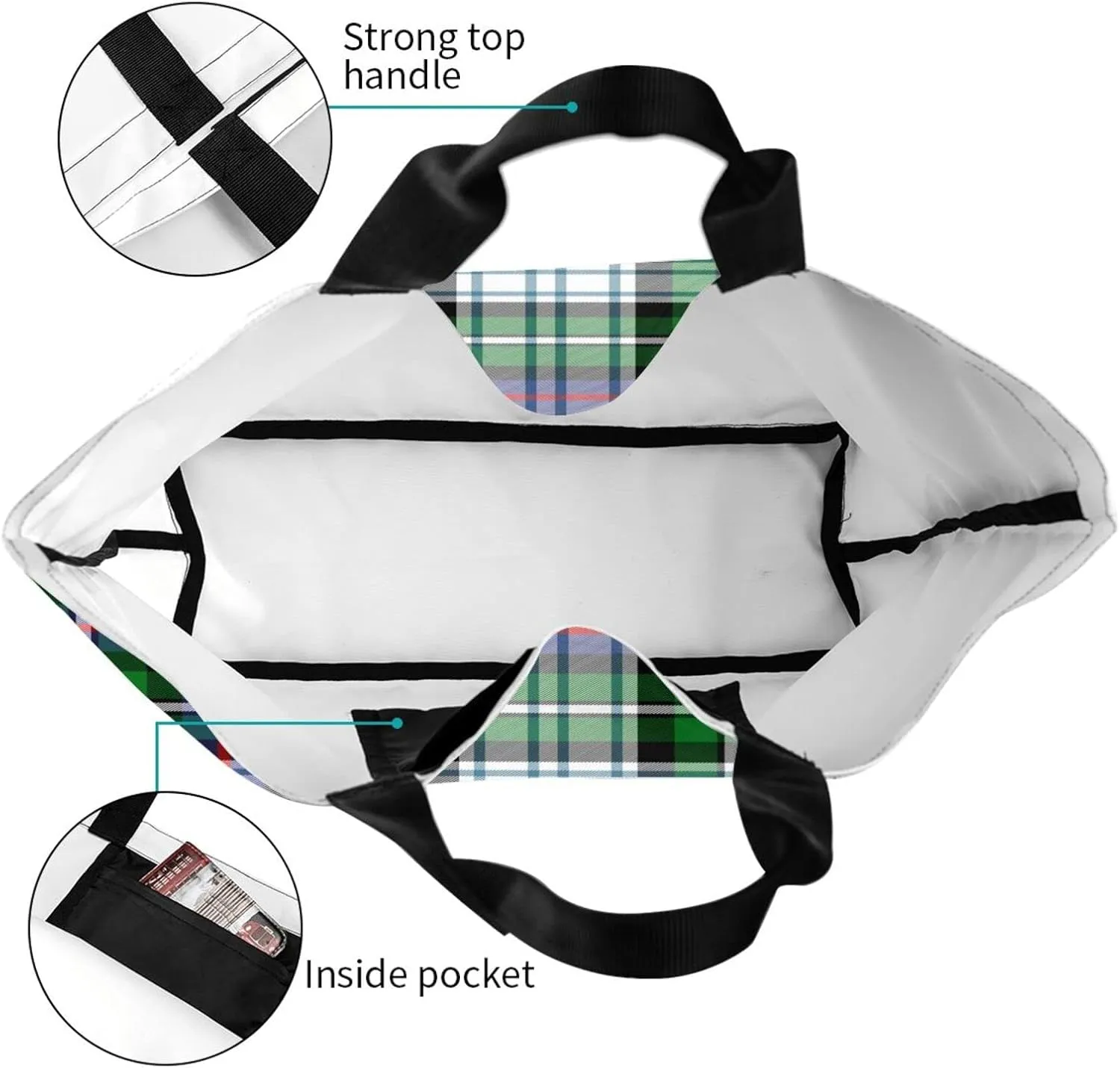 Modern Tartan Tote Bag For Women Weekender Travel Bag Reusable Grocery Bags Large Totes Handbags