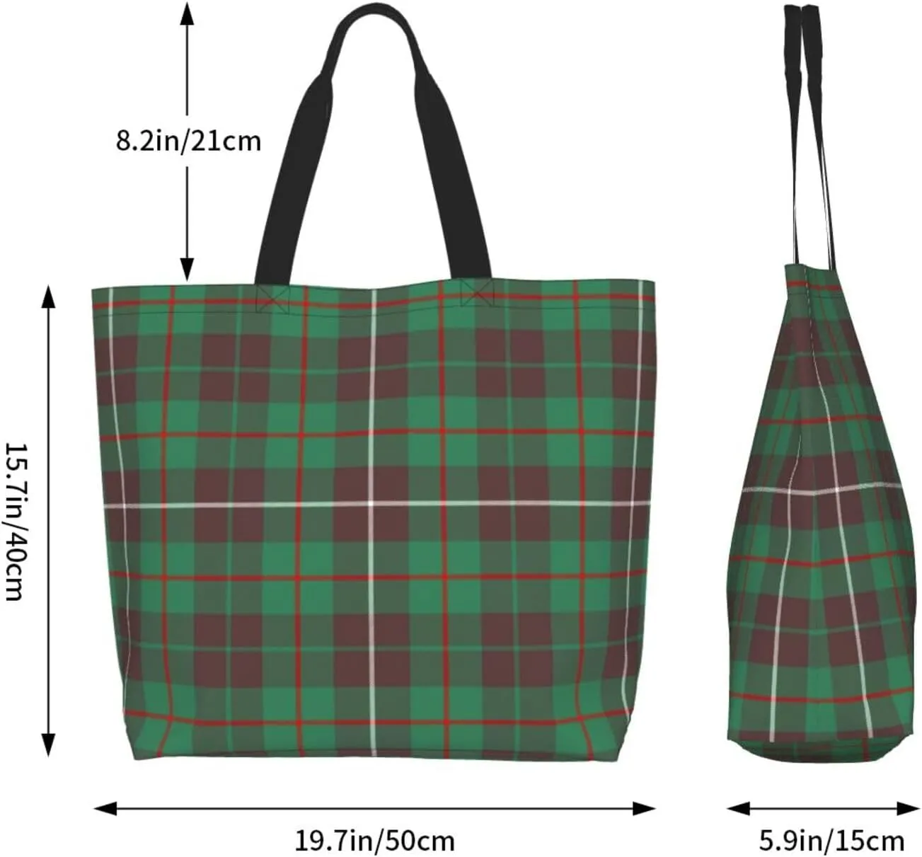 Modern Tartan Tote Bag For Women Weekender Travel Bag Reusable Grocery Bags Large Totes Handbags