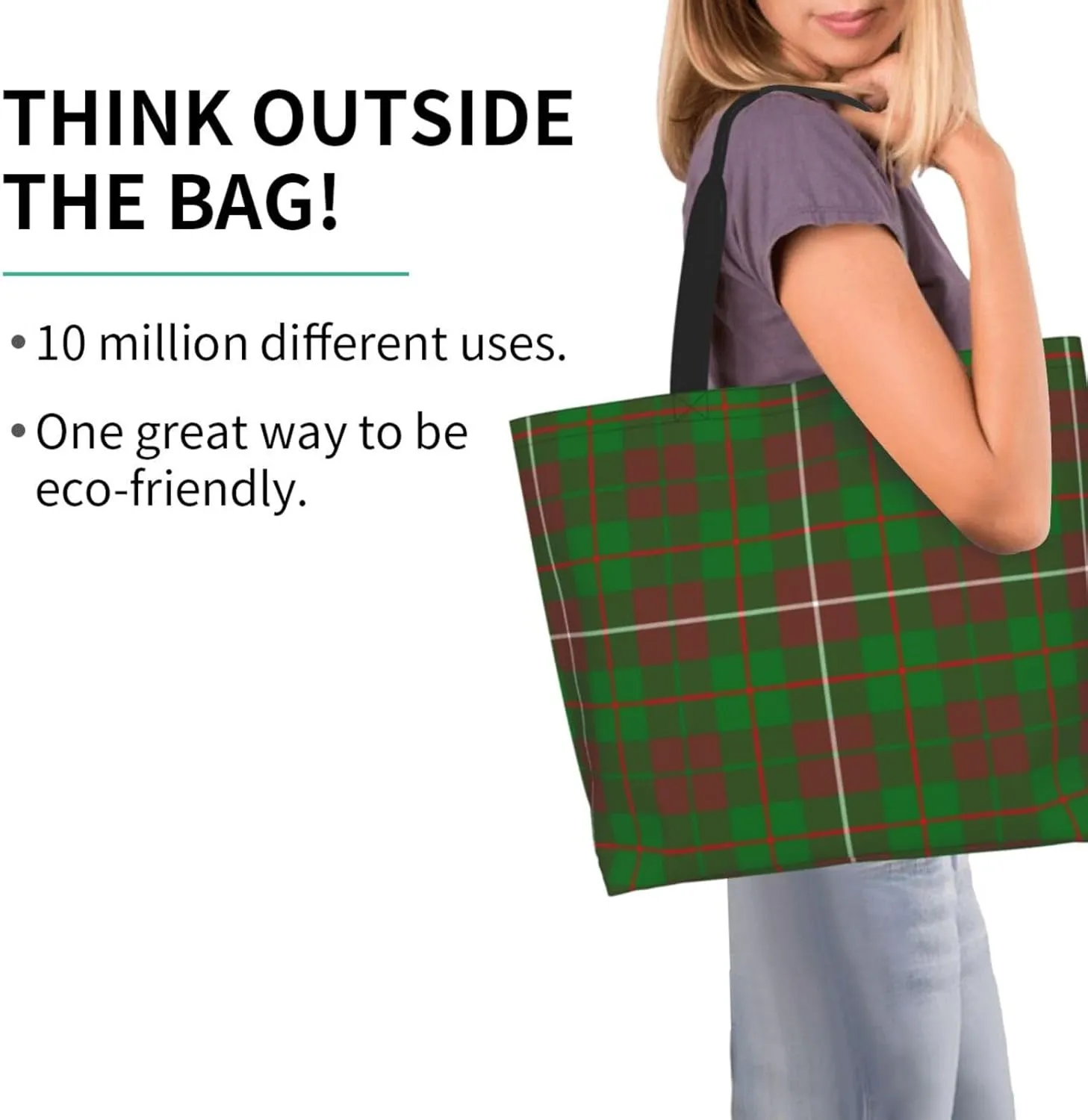 Modern Tartan Tote Bag For Women Weekender Travel Bag Reusable Grocery Bags Large Totes Handbags