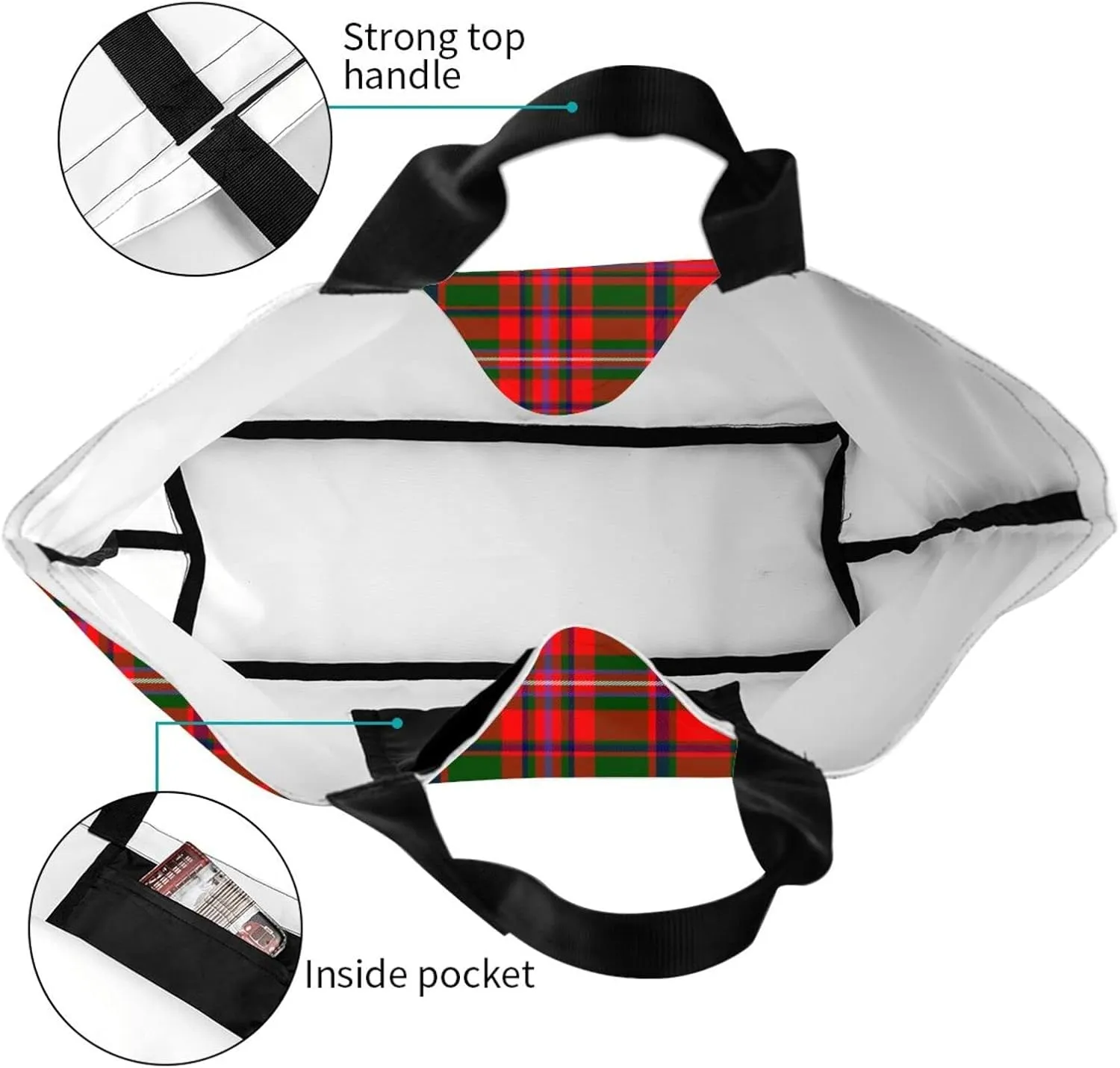 Modern Tartan Tote Bag For Women Weekender Travel Bag Reusable Grocery Bags Large Totes Handbags