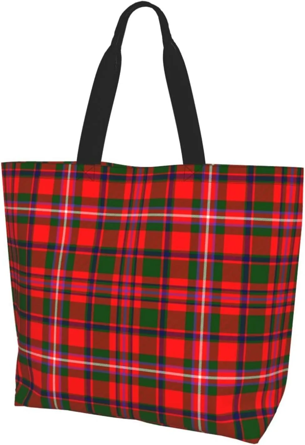 Modern Tartan Tote Bag For Women Weekender Travel Bag Reusable Grocery Bags Large Totes Handbags