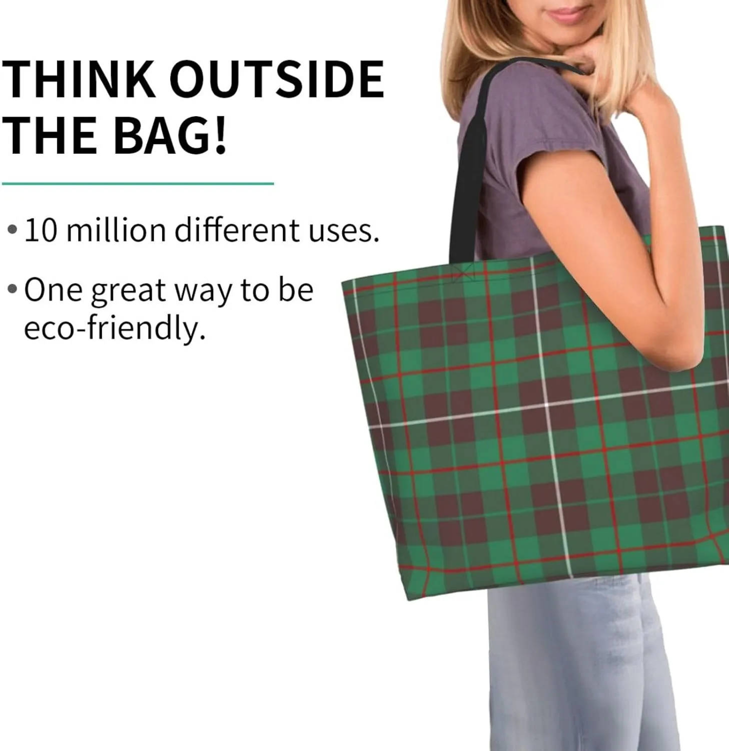 Modern Tartan Tote Bag For Women Weekender Travel Bag Reusable Grocery Bags Large Totes Handbags