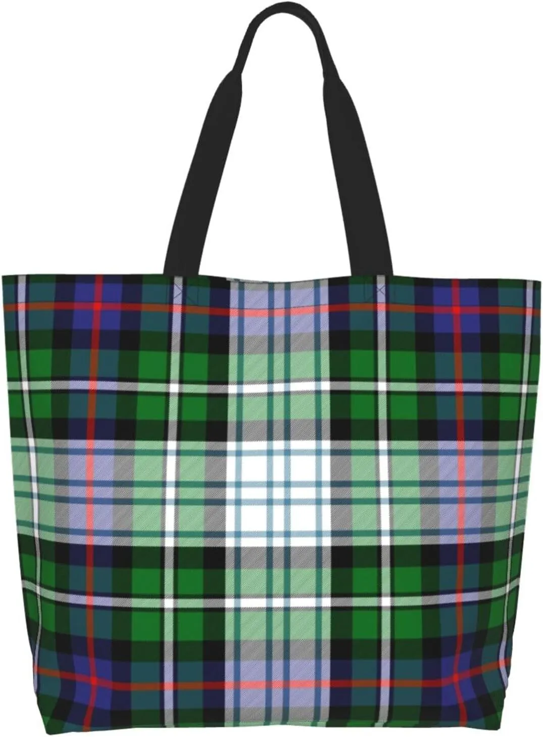 Modern Tartan Tote Bag For Women Weekender Travel Bag Reusable Grocery Bags Large Totes Handbags