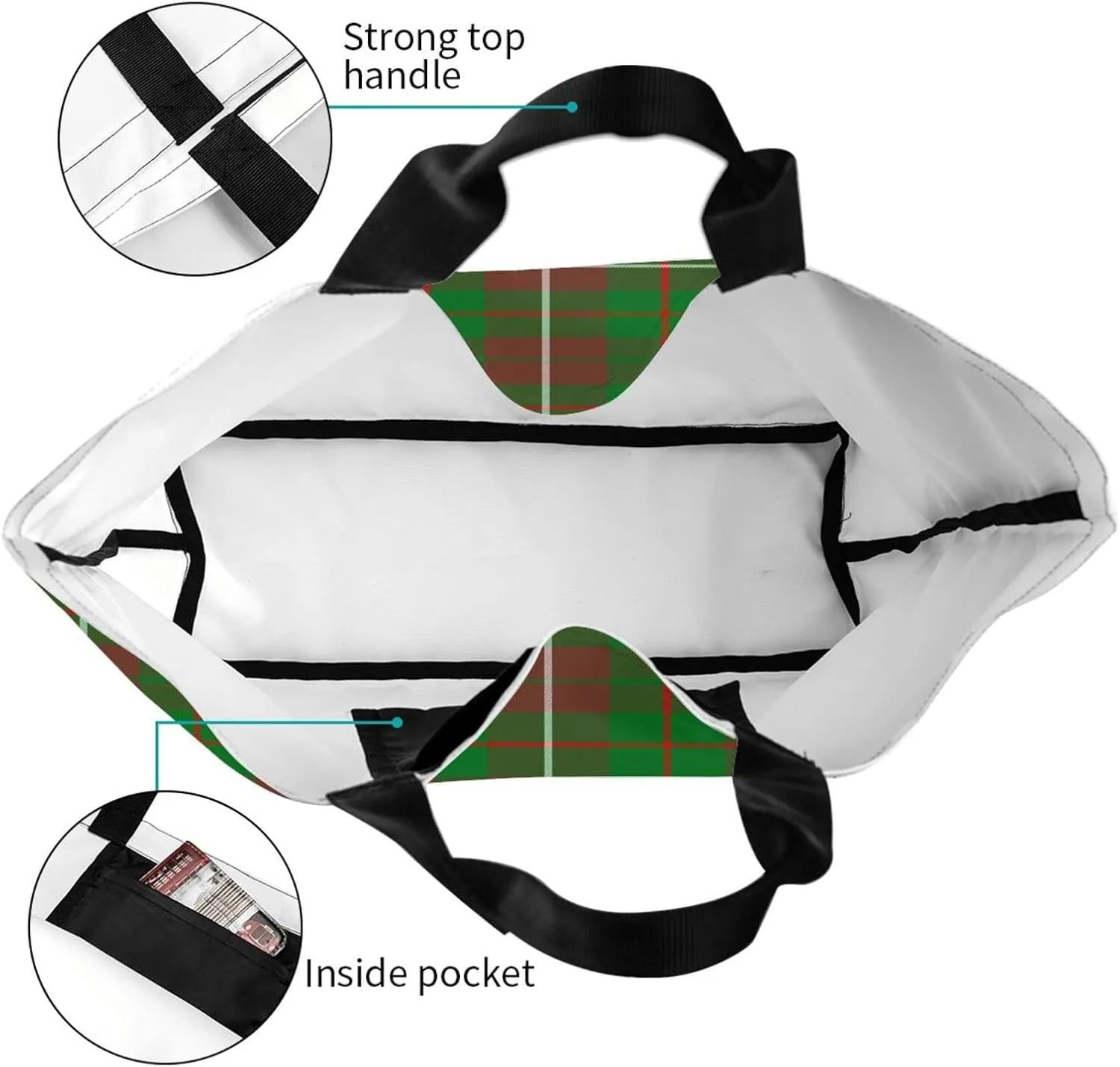 Modern Tartan Tote Bag For Women Weekender Travel Bag Reusable Grocery Bags Large Totes Handbags