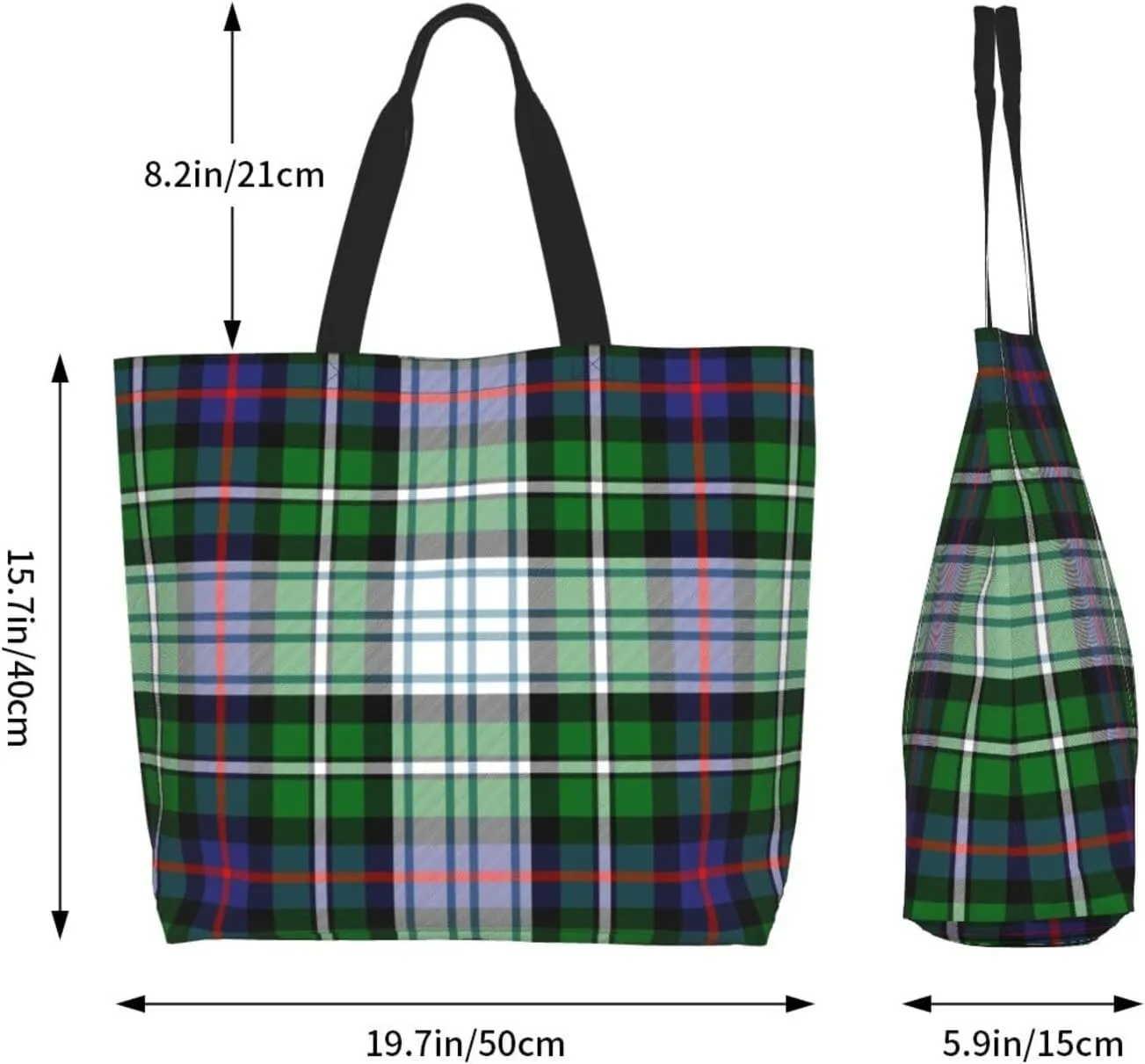 Modern Tartan Tote Bag For Women Weekender Travel Bag Reusable Grocery Bags Large Totes Handbags