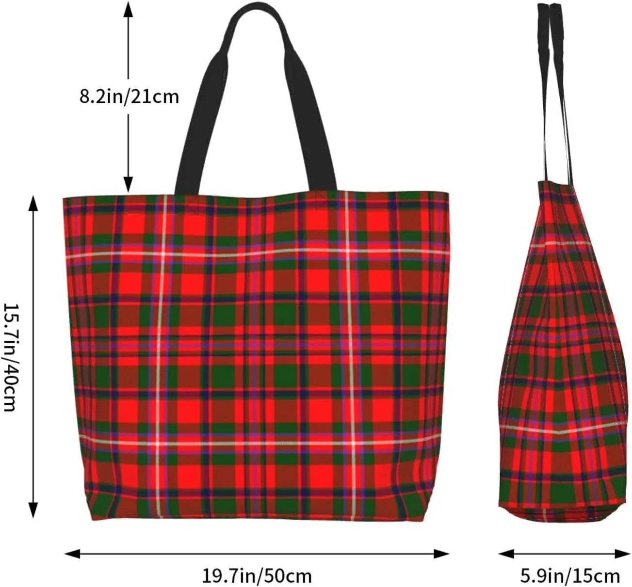 Modern Tartan Tote Bag For Women Weekender Travel Bag Reusable Grocery Bags Large Totes Handbags
