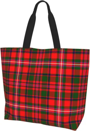 Modern Tartan Tote Bag For Women Weekender Travel Bag Reusable Grocery Bags Large Totes Handbags