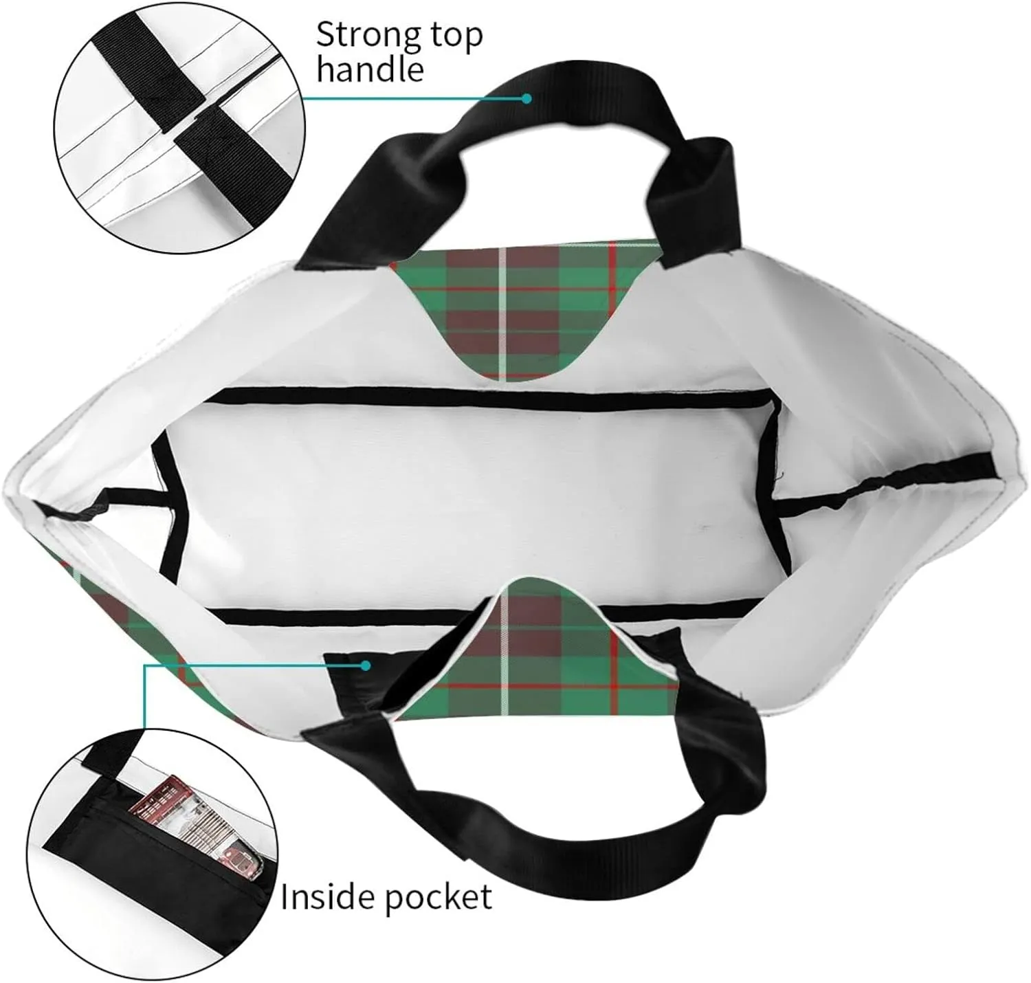 Modern Tartan Tote Bag For Women Weekender Travel Bag Reusable Grocery Bags Large Totes Handbags