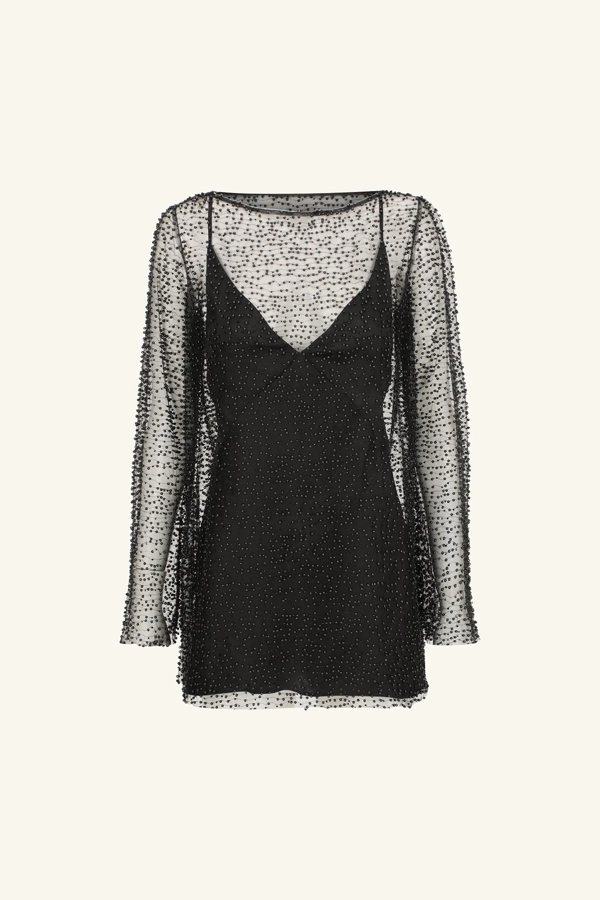 MONA LONG SLEEVE MINI DRESS - BLACK