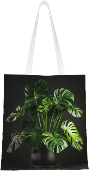 Monstera Deliciosa Banana Palm Print Totes, Portable Beach Bag,Reusable Grocery Bags Foldable Shopping With Handlesbags