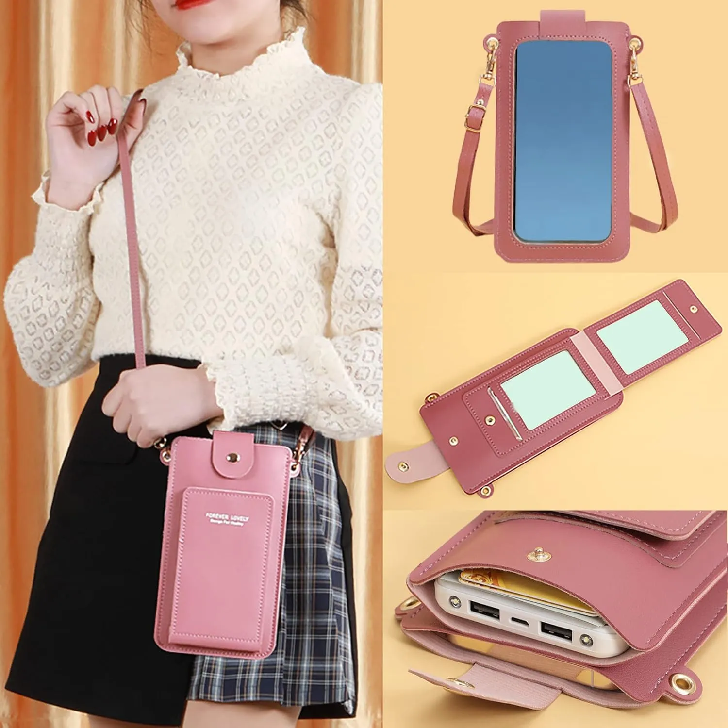 Multi Pocket Shoulder Bags for Woman Casual Nylon Purses Handbags Crossbody Bags Clear Bag for Stadium Events(One Size)