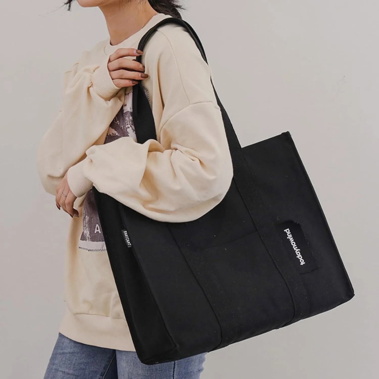 Multi Pocket Shoulder Bags for Woman Fashion Versatile Satchel Purses with Multi Zipper Pocket Fashion Beach Bag