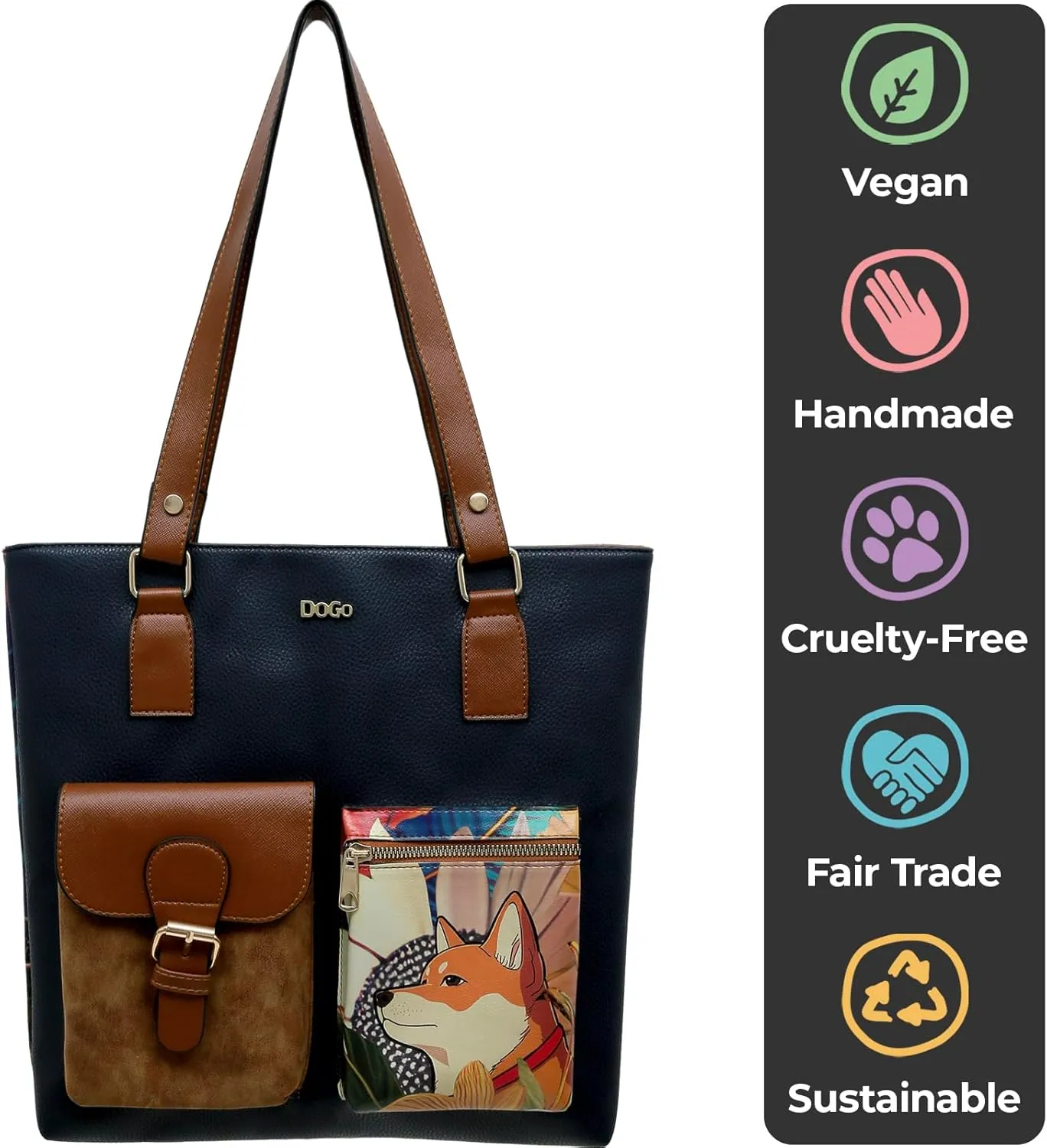 Multi Pocket Shoulder Bags for Women - Vegan Leather and Unique Design Handmade Womens Bags