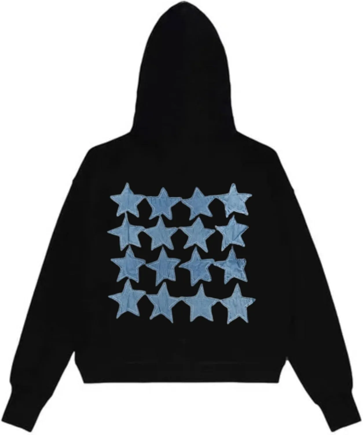 Mxiqqpltky Zip Up Hoodie Women Y2k Star Patch Graphic Hoodies Harajuku Oversized Aesthetic Sweatshirt Jacket Streetwear