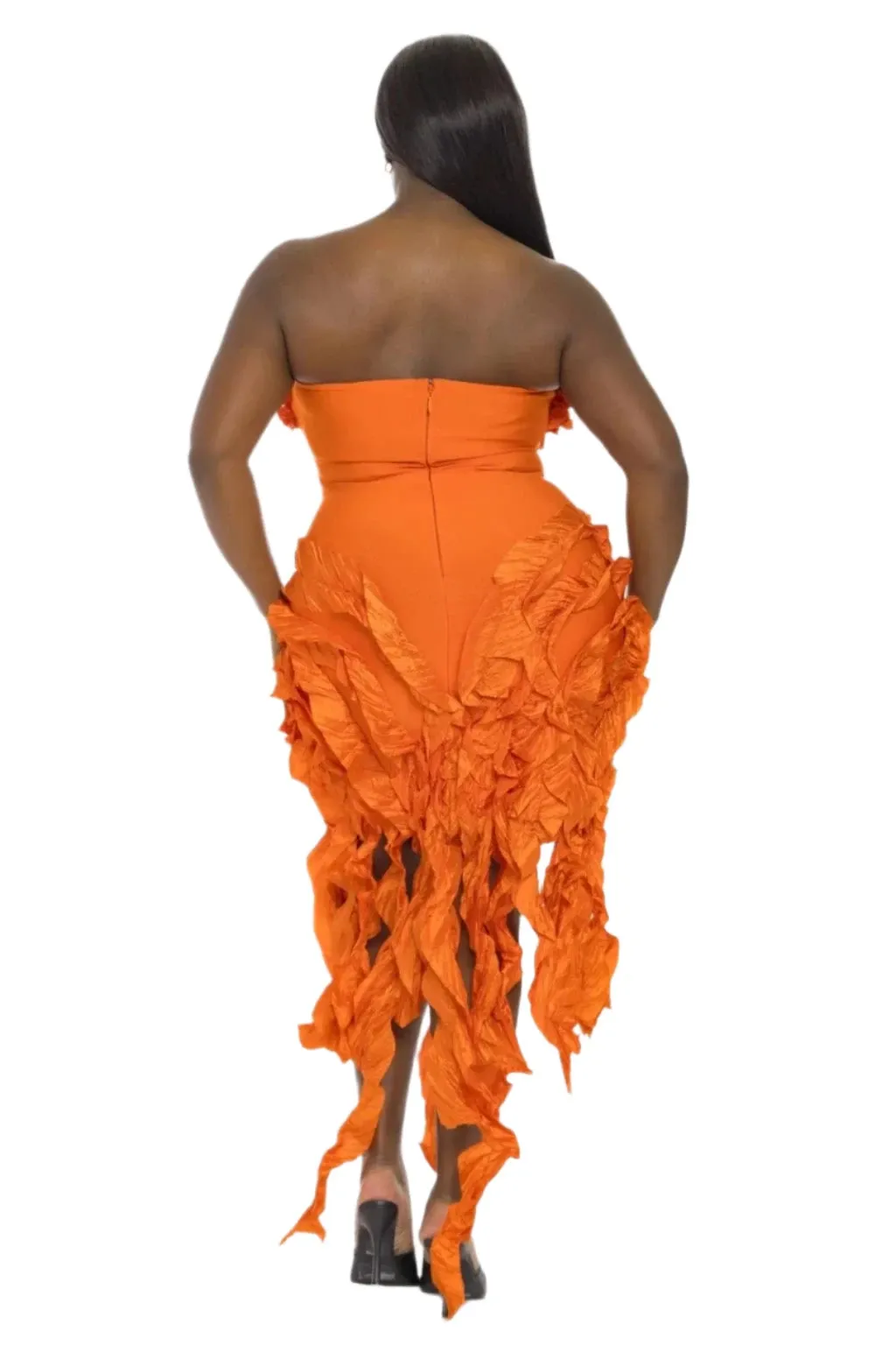 My Festivities Bandage Midi Dress-Orange