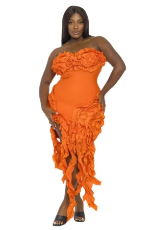 My Festivities Bandage Midi Dress-Orange